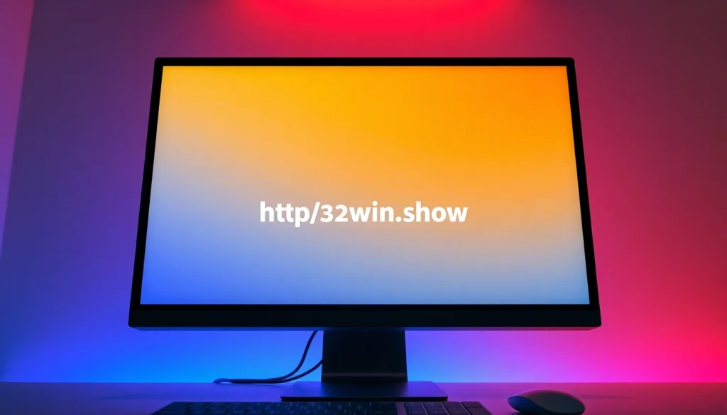 Close-up of a Windows developer working on a computer with https://32win.show/ as the focal point on the screen, emphasizing tools and interface, inspiring tech professionals and programmers looking for Windows API resources.