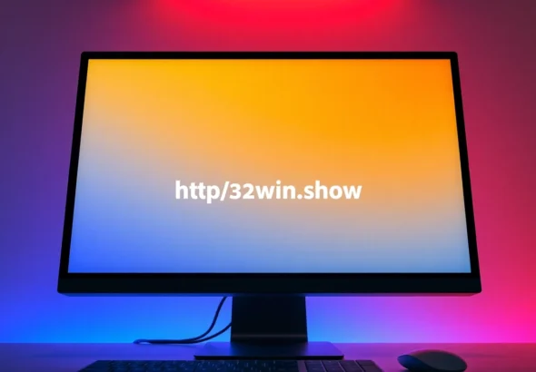 Close-up of a Windows developer working on a computer with https://32win.show/ as the focal point on the screen, emphasizing tools and interface, inspiring tech professionals and programmers looking for Windows API resources.