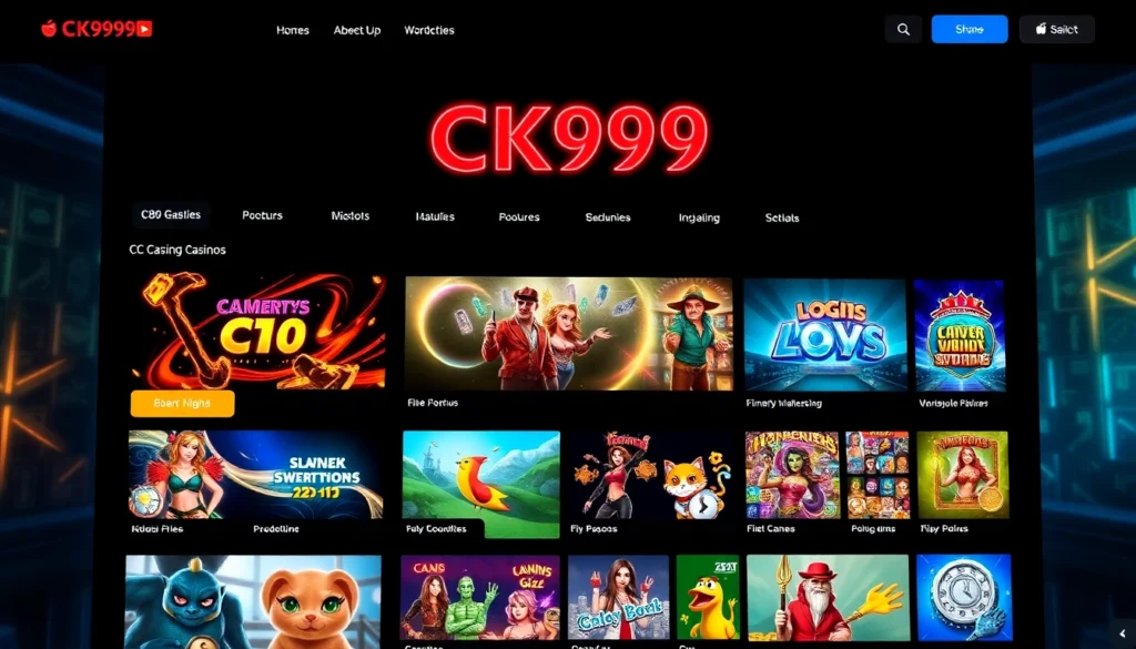Engaging CK999 game interface highlighting popular casino games with bright graphics and modern design for online gambling enthusiasts.
