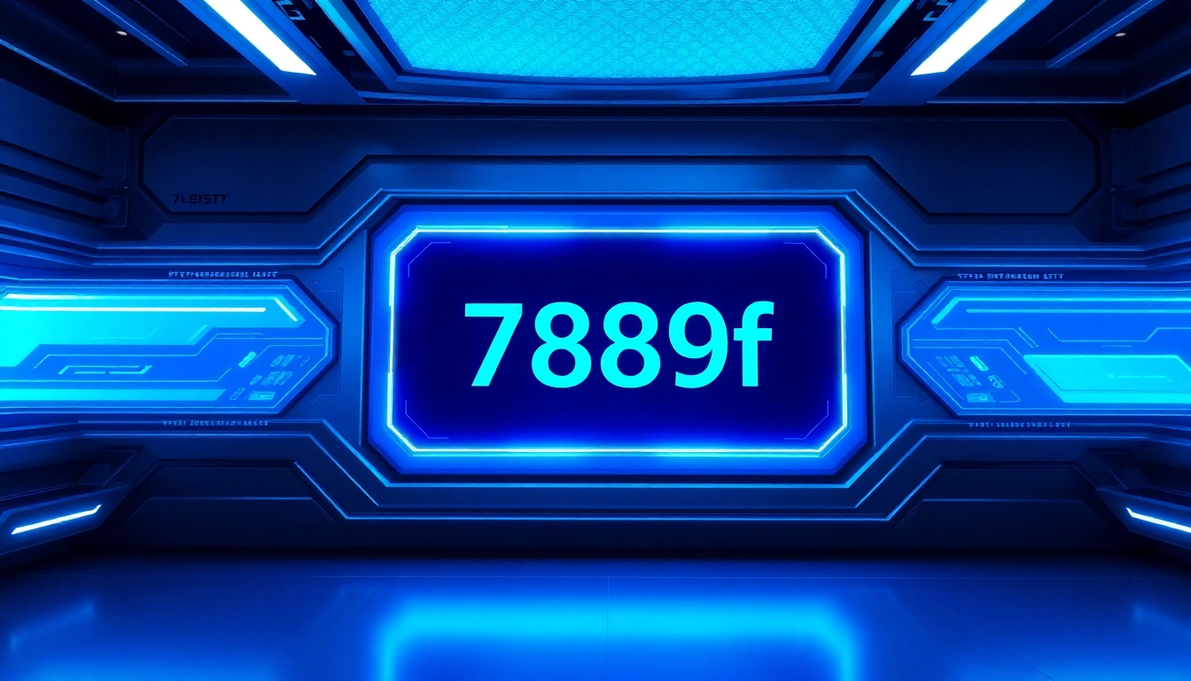 789f branding logo on digital interface with futuristic design, highlighting modern technology and innovation.