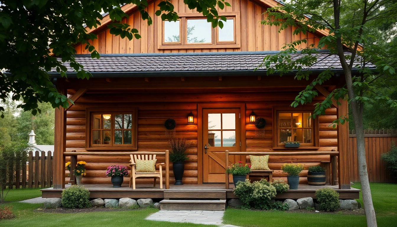 Idyllic Ferienhaus nestled in nature with lush gardens and inviting outdoor seating, perfect for relaxing getaways.
