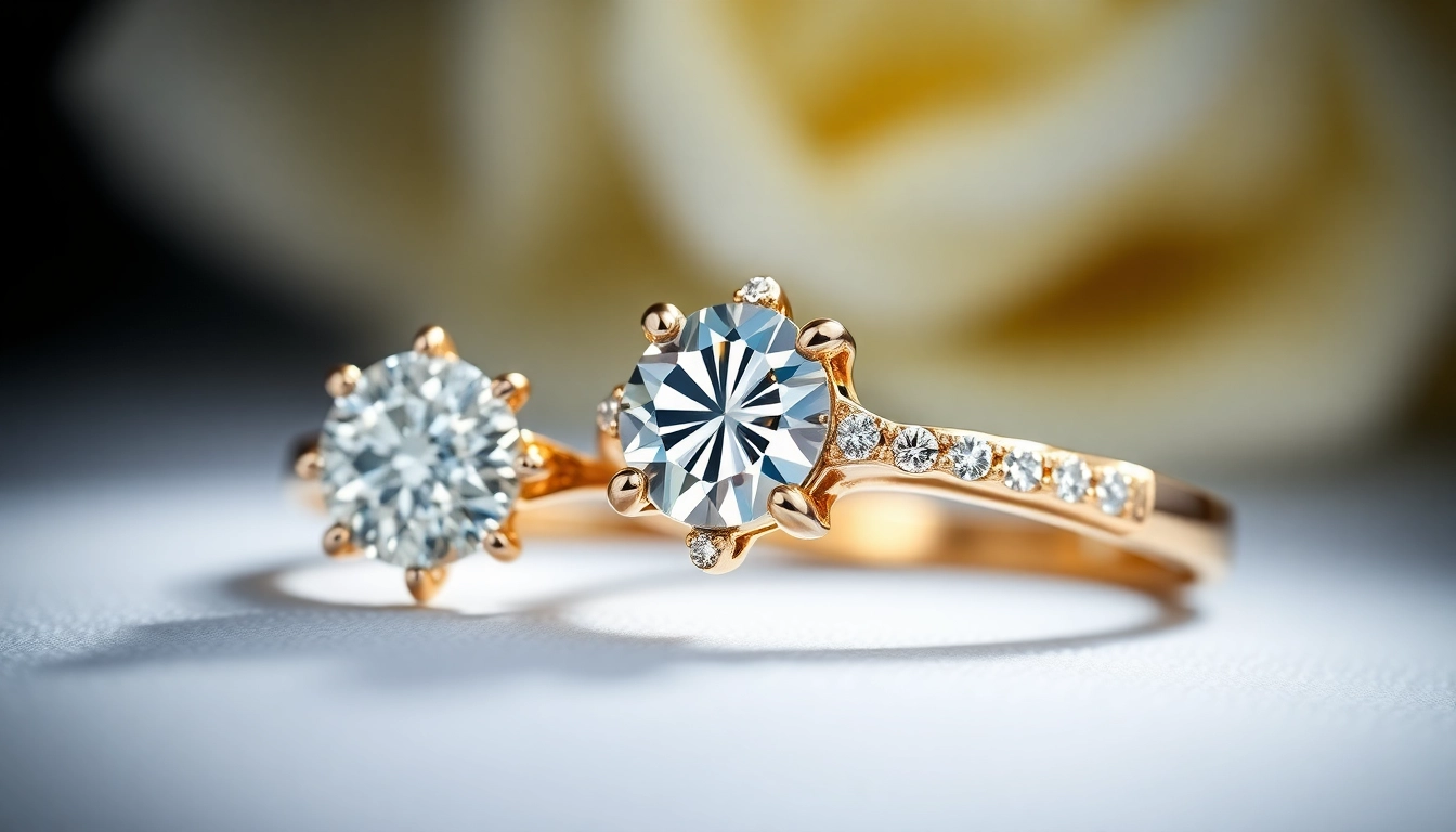 Diamond engagement rings featuring sparkling diamonds in elegant settings, showcasing craftsmanship and luxury appeal, perfect for engagement proposals.