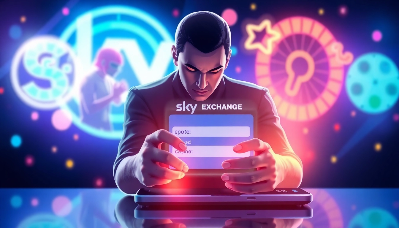 Sign Up for a Sky Exchange ID with easy registration on user-friendly platform and vibrant casino and sports graphics.