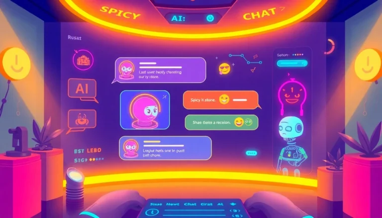 Vibrant Spicy AI Chat interface with colorful graphics and playful AI characters engaging users seamlessly, highlighting fun and realism.