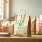 High-quality torba papierowa being packed with fresh bakery goods in an eco-conscious environment