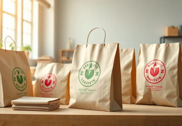 High-quality torba papierowa being packed with fresh bakery goods in an eco-conscious environment