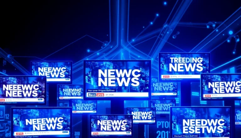Trending News highlights with dynamic headlines and digital screens for current updates