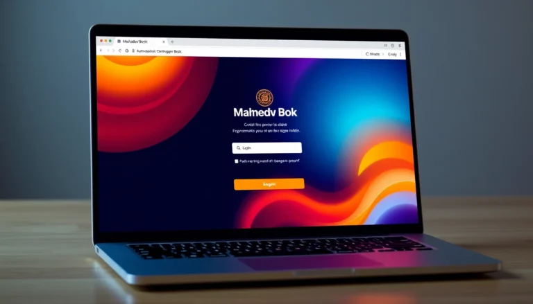 Secure Mahadev book login portal on a computer screen with vibrant colors and modern design