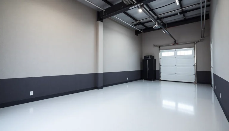 Professional applying epoxy resin floor coating to a concrete surface for a durable finish