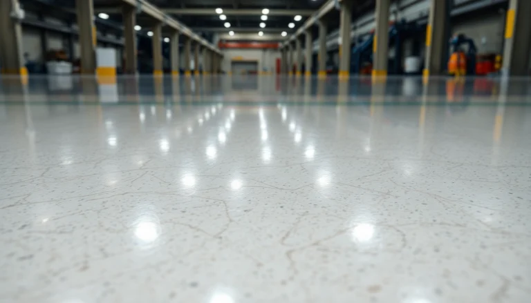 High-quality epoxy resin floor in a commercial space showcasing sleek, durable surface with