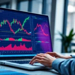 Trading view interface showing live market charts, with traders analyzing data for strategic