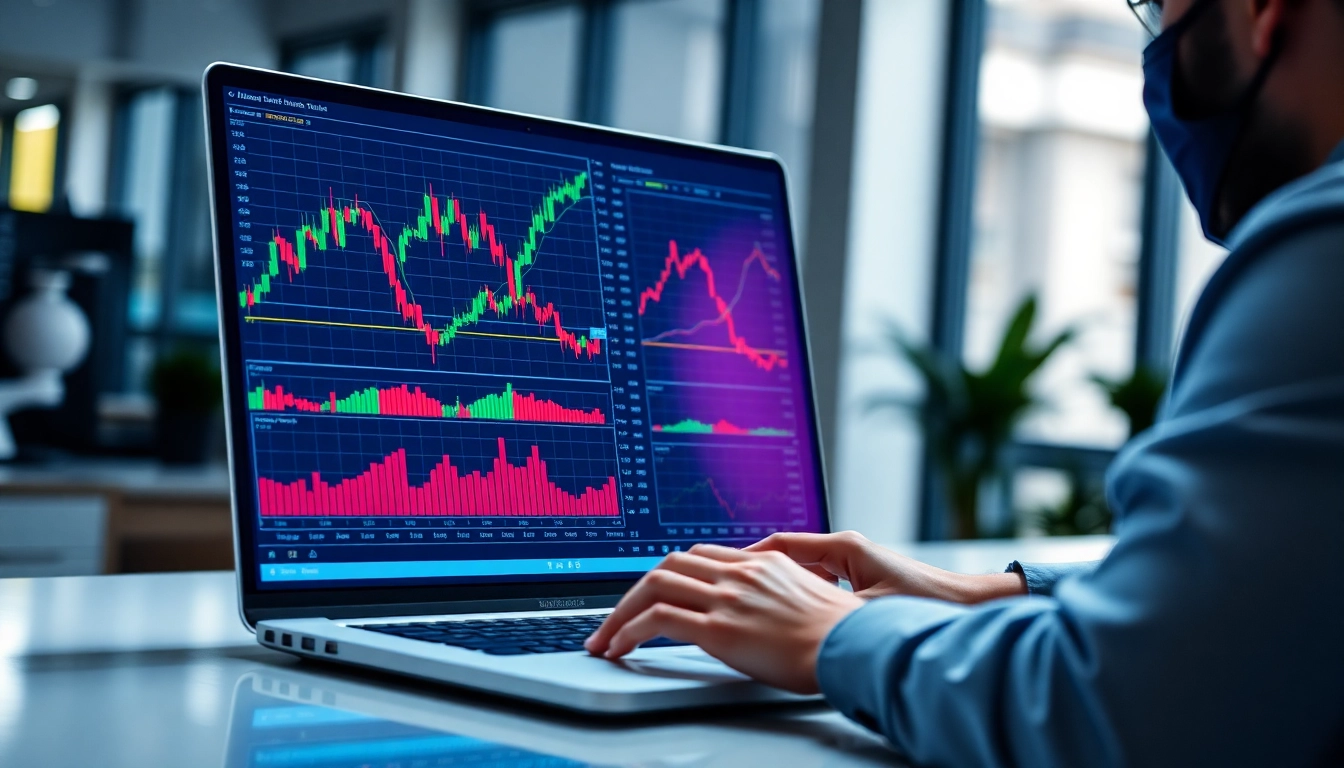 Trading view interface showing live market charts, with traders analyzing data for strategic